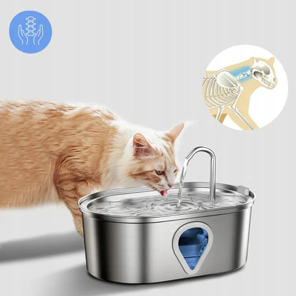 ELS PET automatinis fontanėlis šunims ir katėms, nerūdijančiojo plieno, tylus, su filtru, 3,5 l