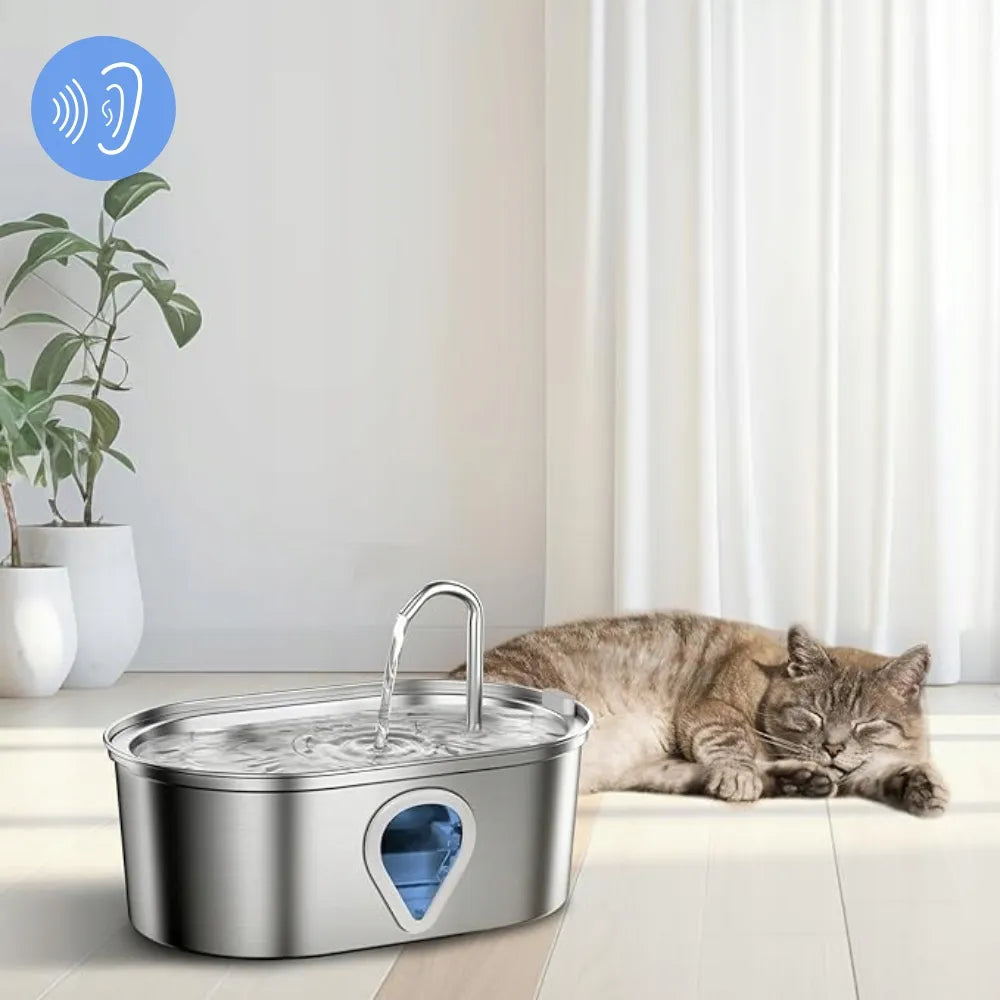 ELS PET automatinis fontanėlis šunims ir katėms, nerūdijančiojo plieno, tylus, su filtru, 3,5 l