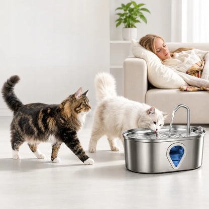 ELS PET automatinis fontanėlis šunims ir katėms, nerūdijančiojo plieno, tylus, su filtru, 3,5 l