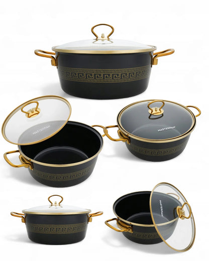 Emaliuotų puodų rinkinys Masterpan 10 dalių 20/22/24/26/28 cm