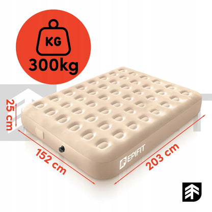 „Epifit AIRE Beige“ dvivietis pripučiamas čiužinys su USB-C elektriniu pompu, 300 kg