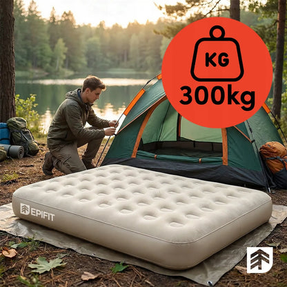 „Epifit AIRE Beige“ dvivietis pripučiamas čiužinys su USB-C elektriniu pompu, 300 kg