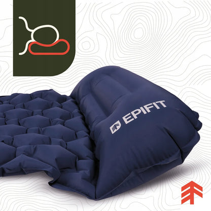 Epifit REST turistinis savaime prisipučiantis čiužinys su integruota pompa ir pagalve, tamsiai mėlynas, 190 × 60 × 5 cm
