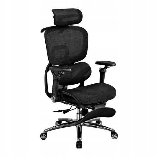 Ergonominė biuro kėdė Spacetronik Doris su masažo funkcija, atrama kojoms, juoda, tinklelio audinys
