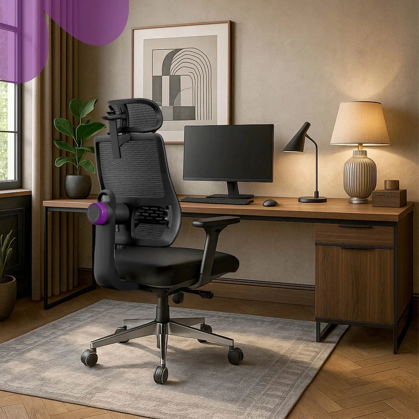 Ergonominė biuro kėdė Spacetronik Lumbo, reguliuojama, iki 136 kg, sukamoji