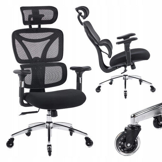 Ergonominė biuro kėdė Spacetronik Nero, pasukama, iki 150 kg, reguliuojama