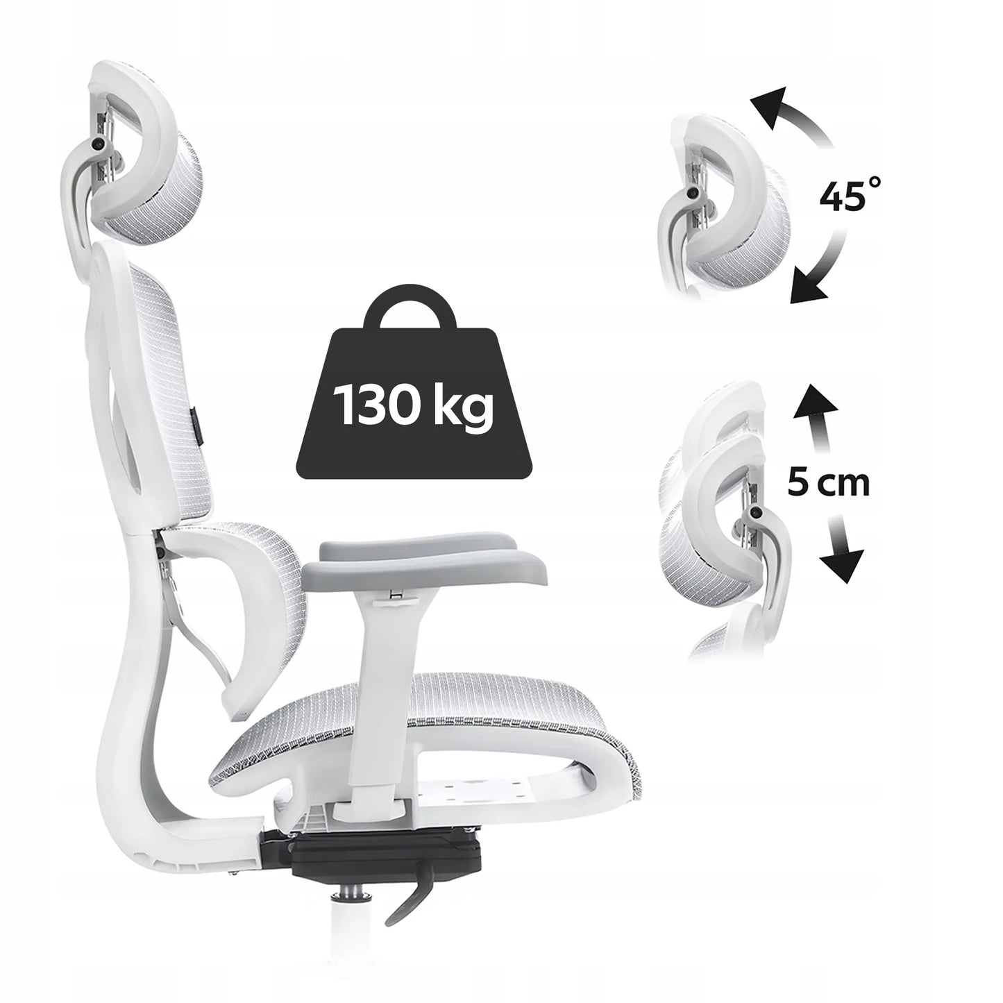Ergonominė biuro kėdė su ratukais LVNSYSTEM Control Series, balta