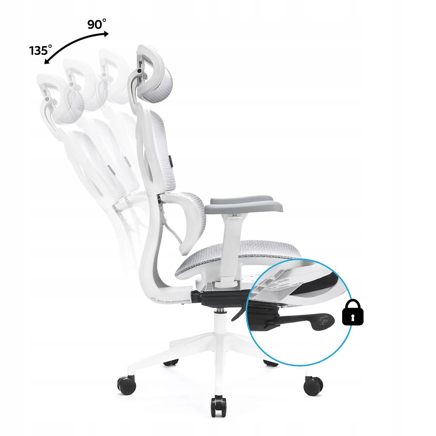 Ergonominė biuro kėdė su ratukais LVNSYSTEM Control Series, balta