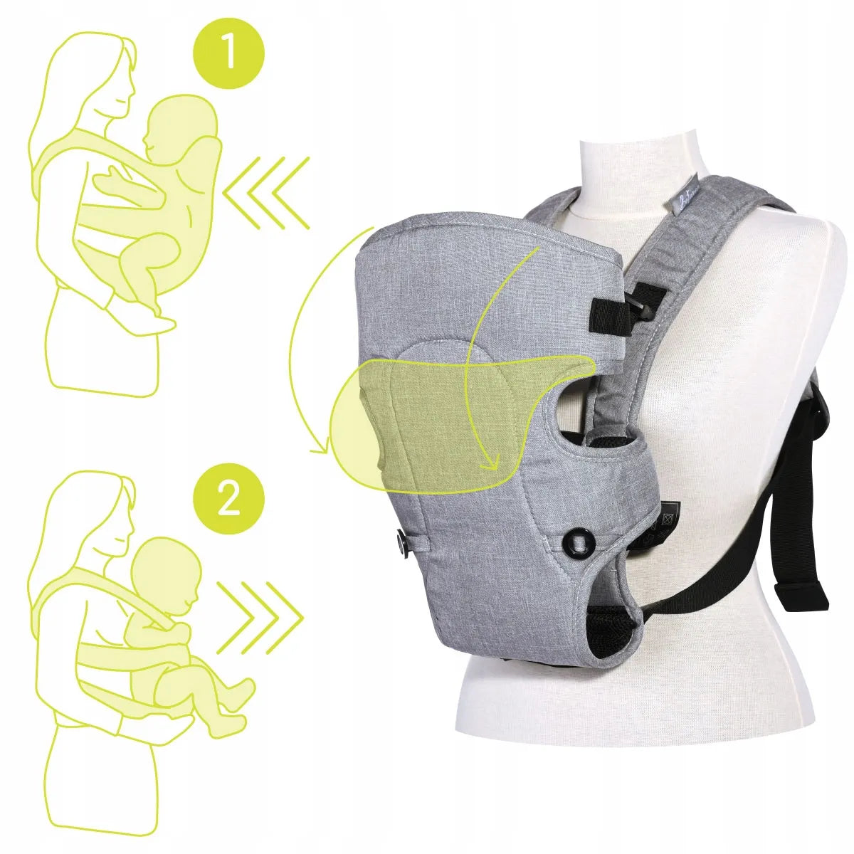 Ergonominė reguliuojama kūdikio nešioklė „Lorelli Between“, pilka