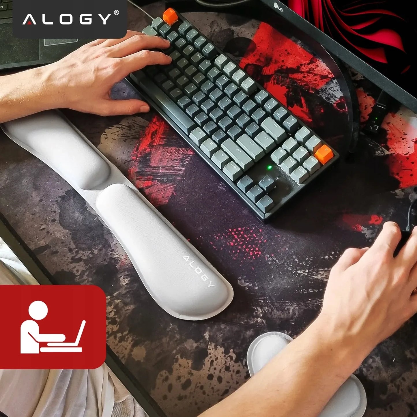 Ergonominė riešų atrama klaviatūrai ir pelei Alogy, atminties putos
