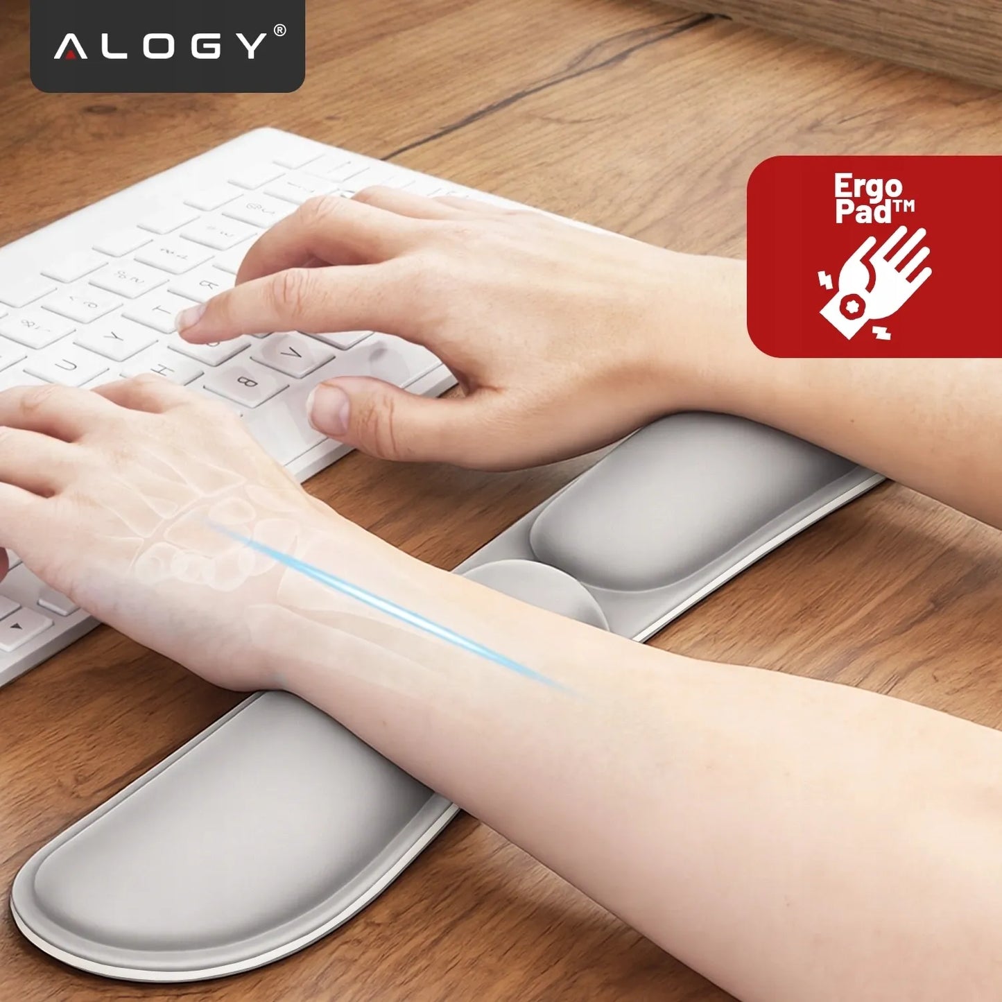 Ergonominė riešų atrama klaviatūrai ir pelei Alogy, atminties putos