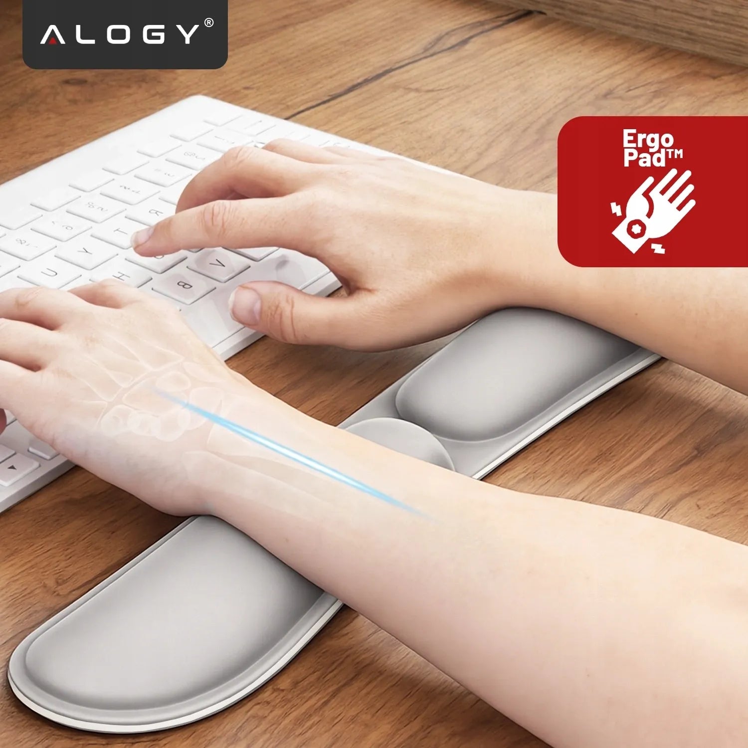Ergonominė riešų atrama klaviatūrai ir pelei Alogy, atminties putos