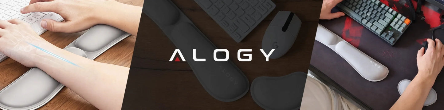 Ergonominė riešų atrama klaviatūrai ir pelei Alogy, atminties putos