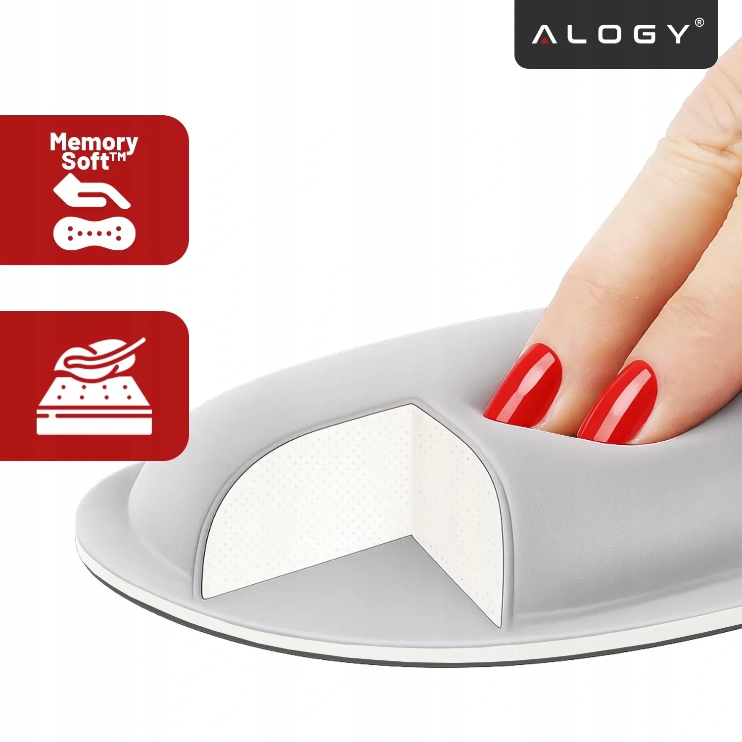 Ergonominė riešų atrama klaviatūrai ir pelei Alogy, atminties putos