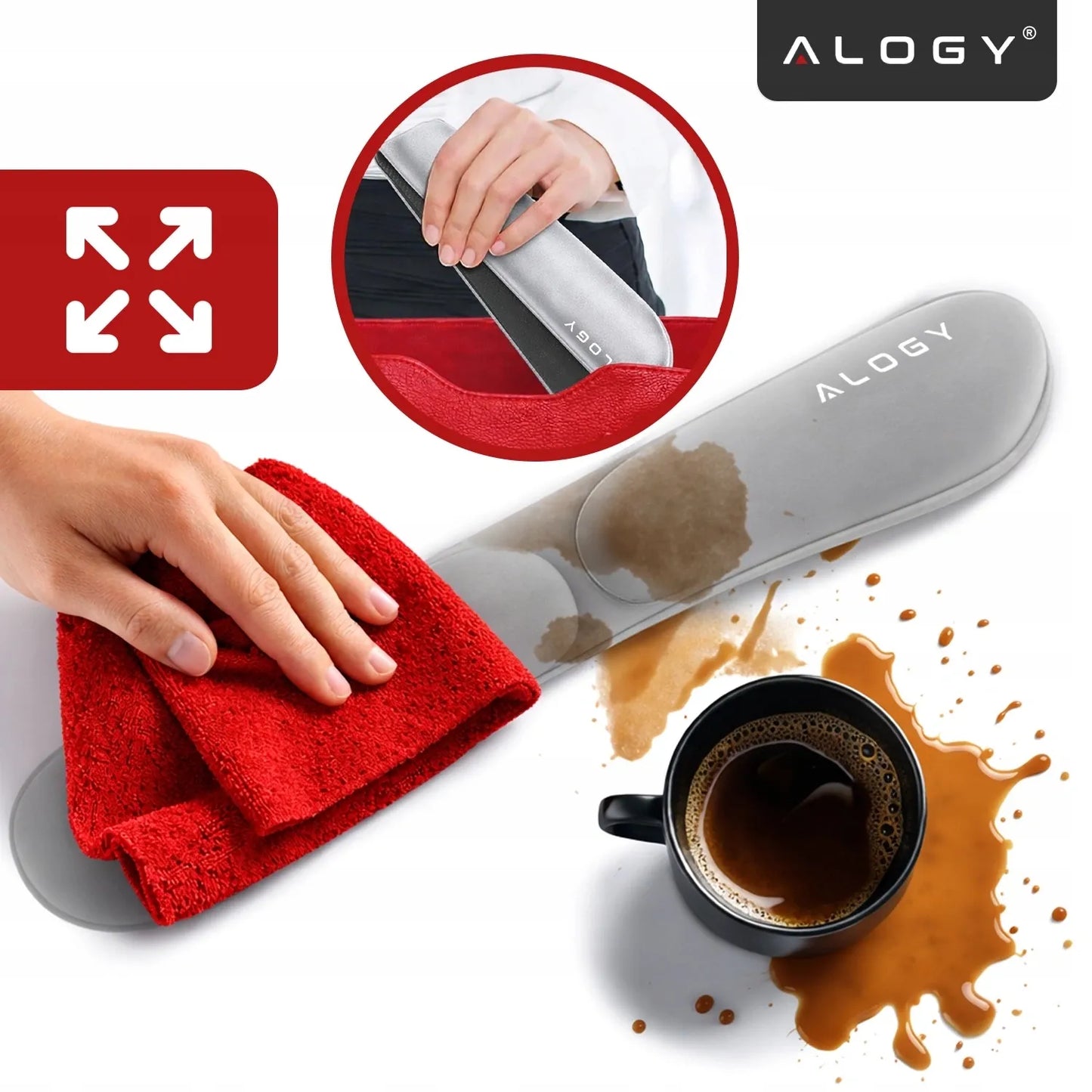 Ergonominė riešų atrama klaviatūrai ir pelei Alogy, atminties putos