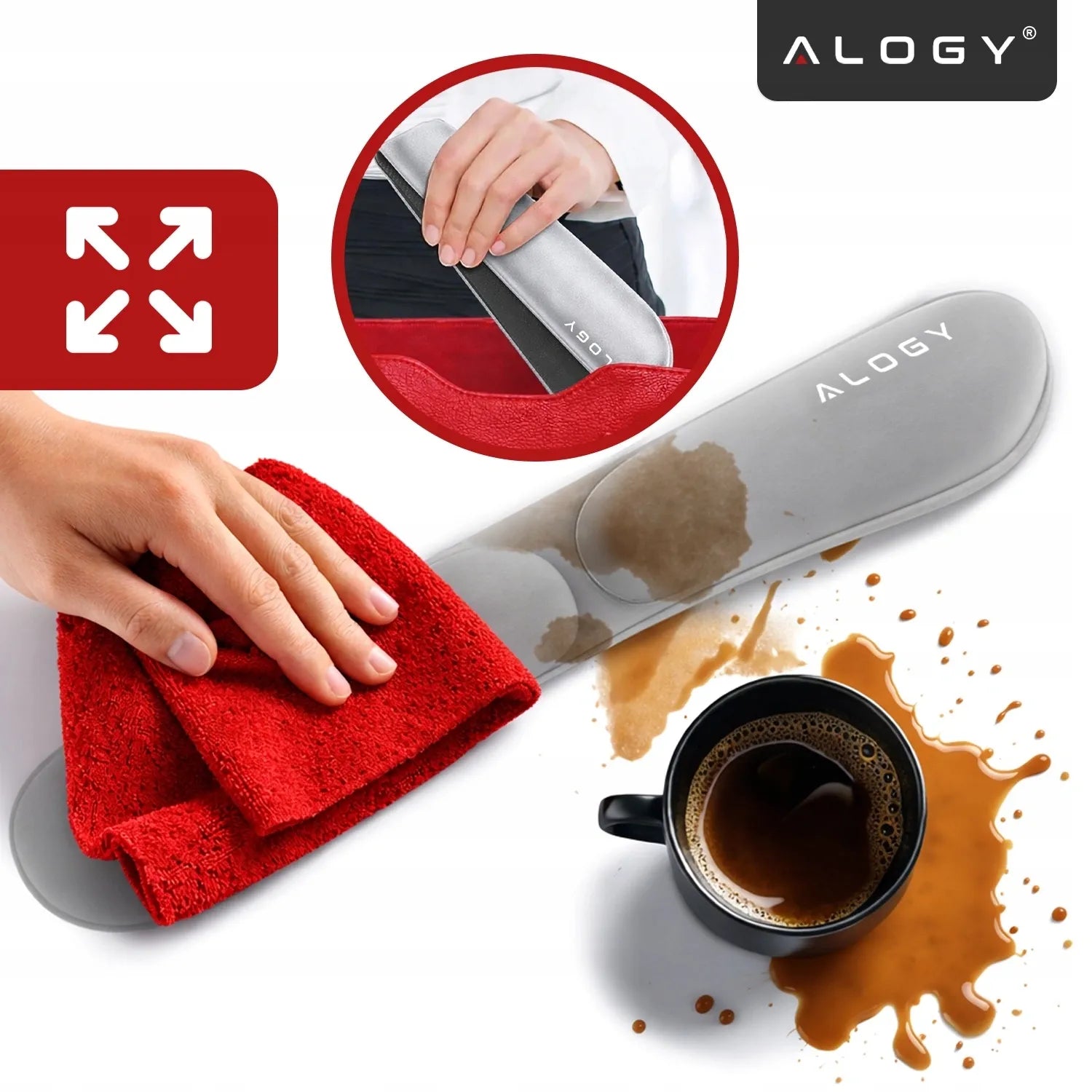 Ergonominė riešų atrama klaviatūrai ir pelei Alogy, atminties putos