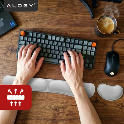 Ergonominė riešų atrama klaviatūrai ir pelei Alogy, atminties putos