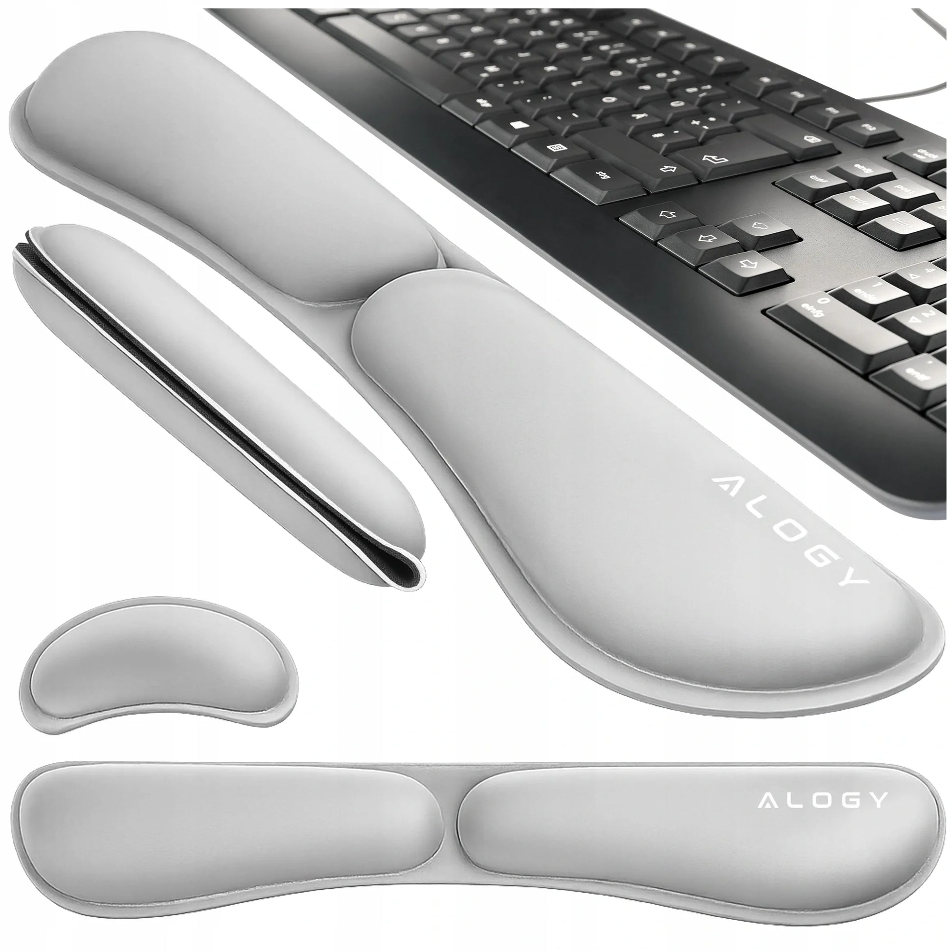 Ergonominė riešų atrama klaviatūrai ir pelei Alogy, atminties putos
