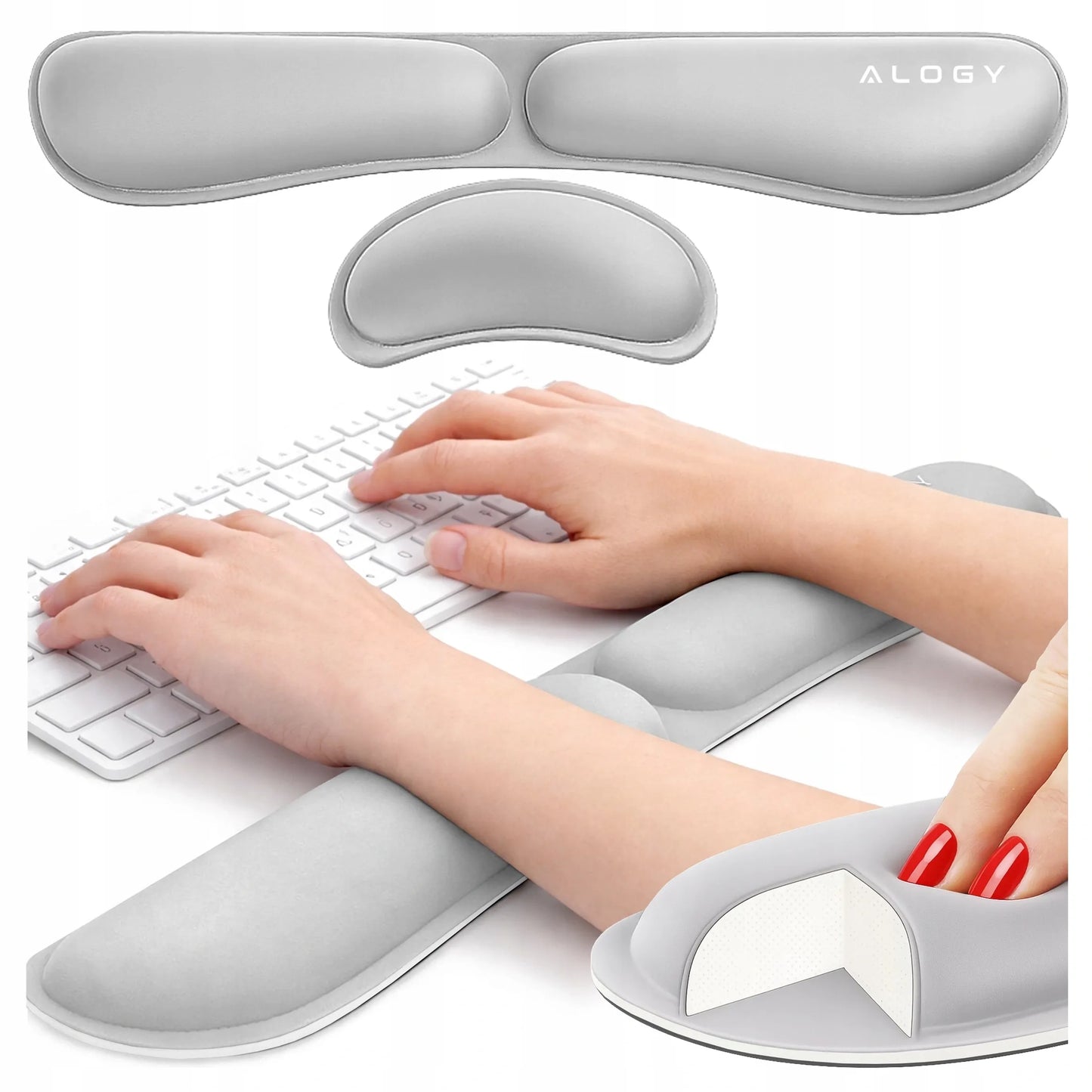 Ergonominė riešų atrama klaviatūrai ir pelei Alogy, atminties putos