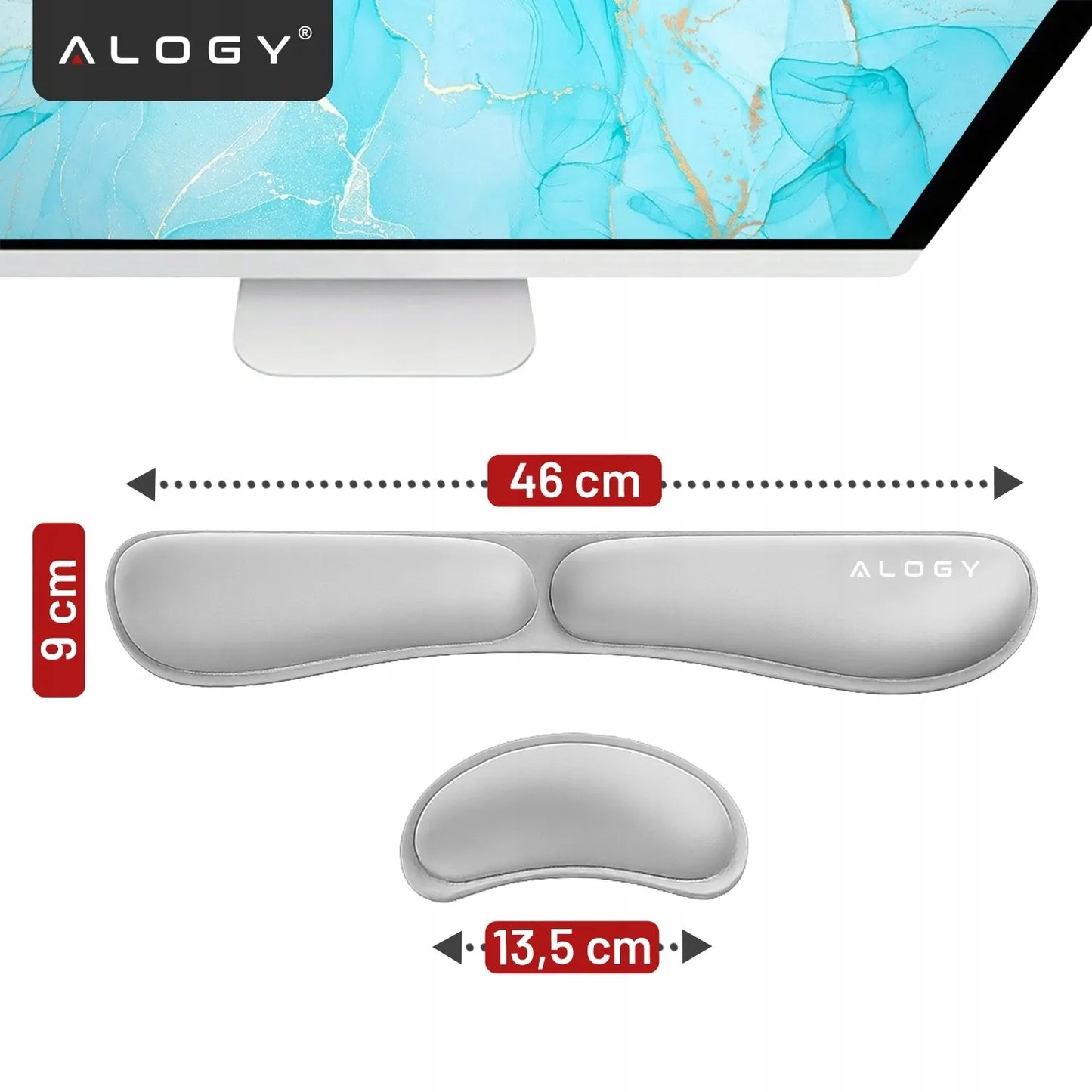 Ergonominė riešų atrama klaviatūrai ir pelei Alogy, atminties putos