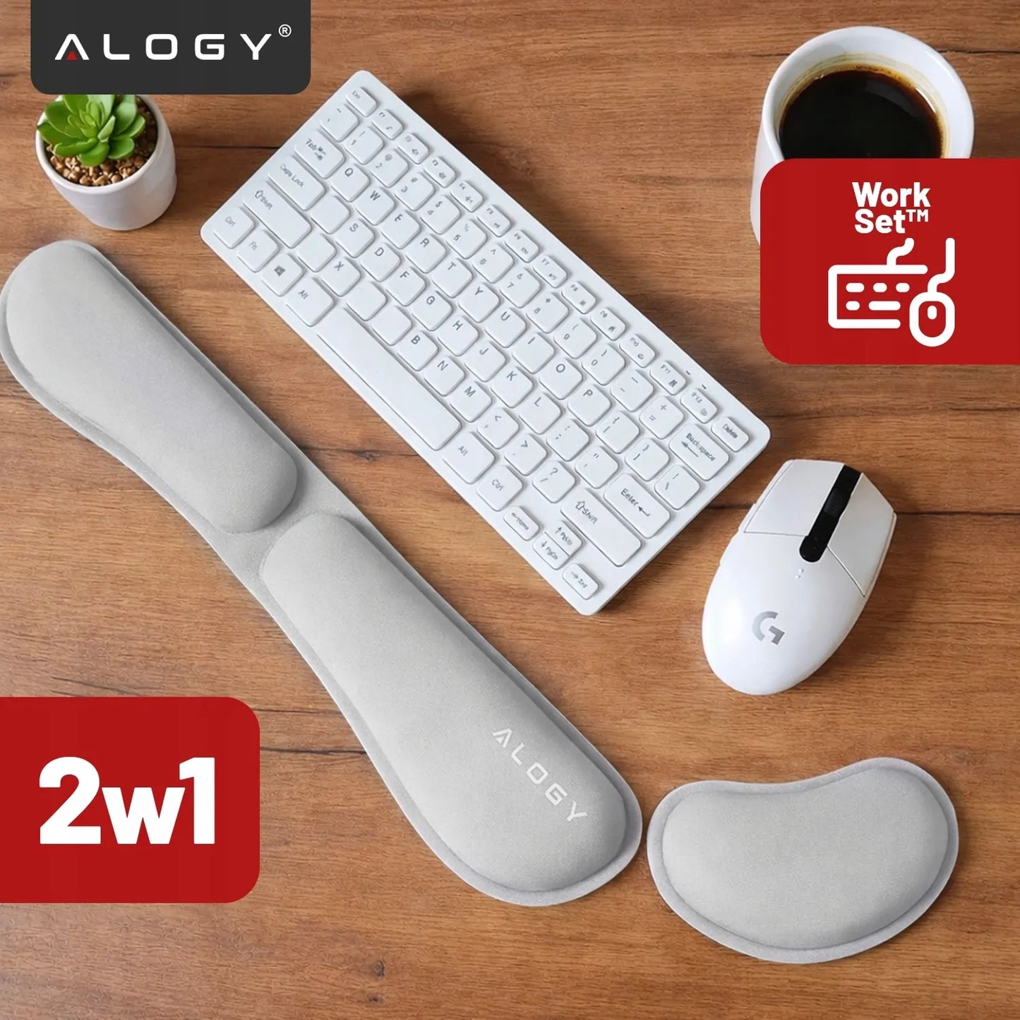 Ergonominė riešų atrama klaviatūrai ir pelei Alogy, atminties putos