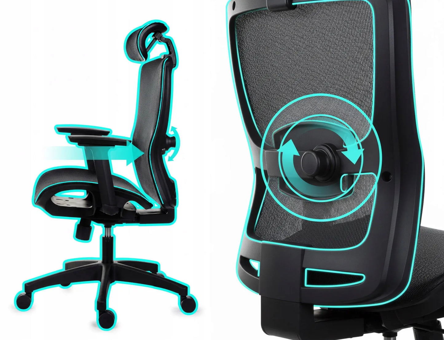 Ergonomiška biuro kėdė Giosedio FXC004 su reguliuojamais porankiais ir galvos atrama, atitinkanti saugos standartus