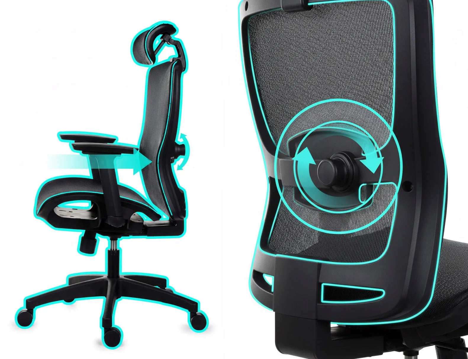Ergonomiška biuro kėdė Giosedio FXC004 su reguliuojamais porankiais ir galvos atrama, atitinkanti saugos standartus
