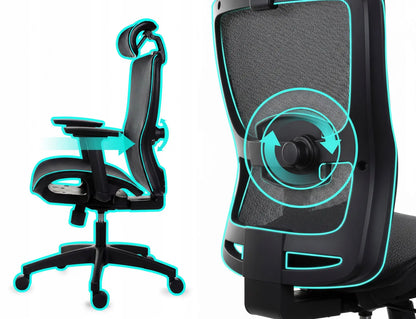 Ergonomiška biuro kėdė Giosedio FXC004 su reguliuojamais porankiais ir galvos atrama, atitinkanti saugos standartus