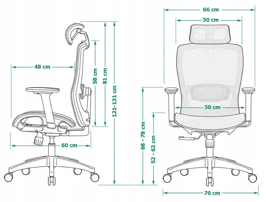 Ergonomiška biuro kėdė Giosedio FXC004 su reguliuojamais porankiais ir galvos atrama, atitinkanti saugos standartus