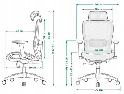 Ergonomiška biuro kėdė Giosedio FXC004 su reguliuojamais porankiais ir galvos atrama, atitinkanti saugos standartus