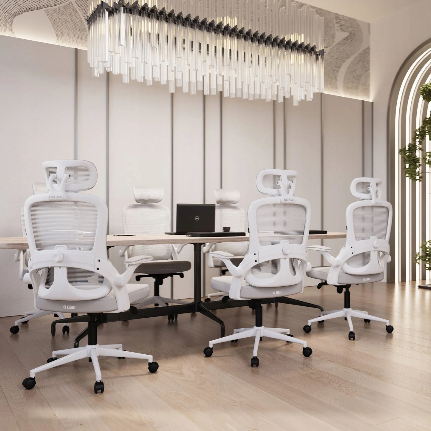Ergonomiškas biuro kėdė sukama patogi DIABLO V-Light baltai-pilka