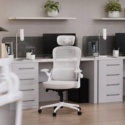 Ergonomiškas biuro kėdė sukama patogi DIABLO V-Light baltai-pilka