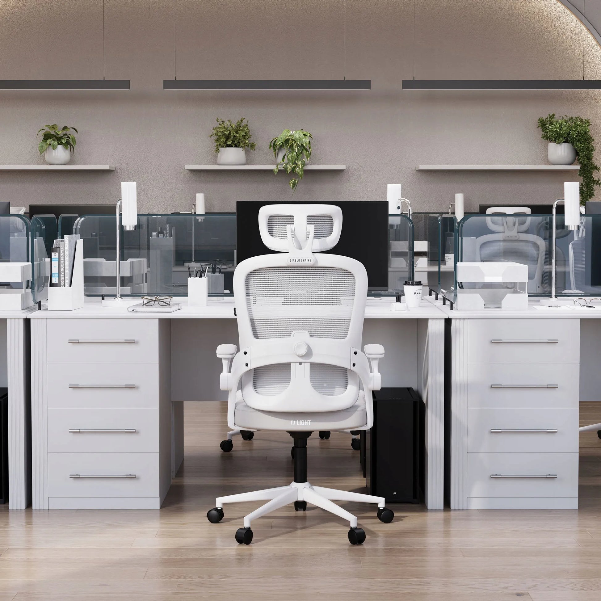 Ergonomiškas biuro kėdė sukama patogi DIABLO V-Light baltai-pilka