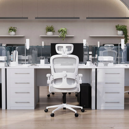 Ergonomiškas biuro kėdė sukama patogi DIABLO V-Light baltai-pilka