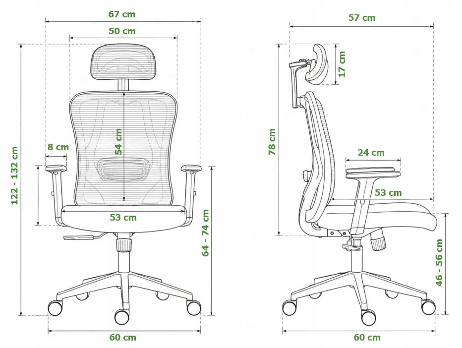 Ergonomiškas patogus biuro kėdė FXB004 su reguliuojamais porankiais ir galvos atrama