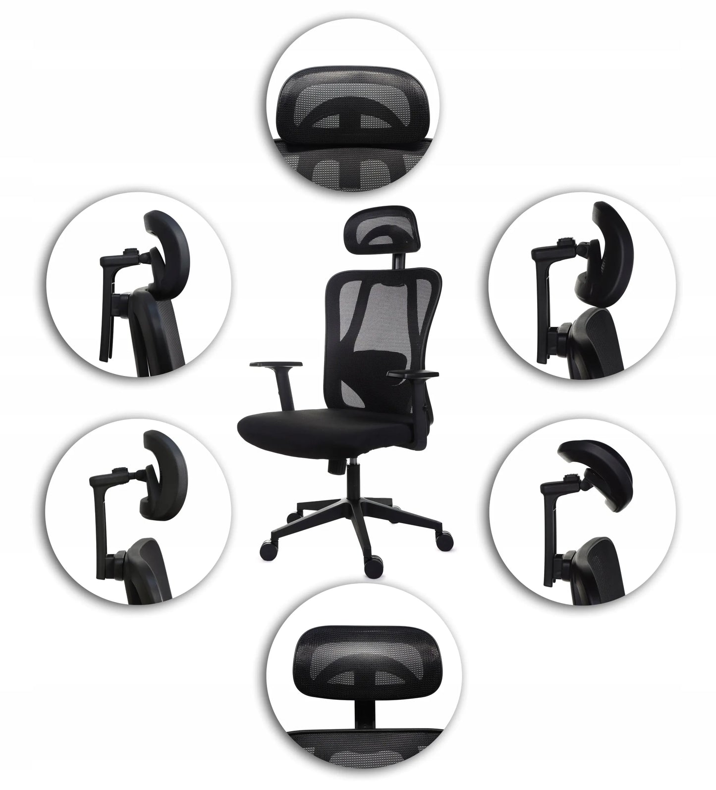 Ergonomiškas patogus biuro kėdė FXB004 su reguliuojamais porankiais ir galvos atrama