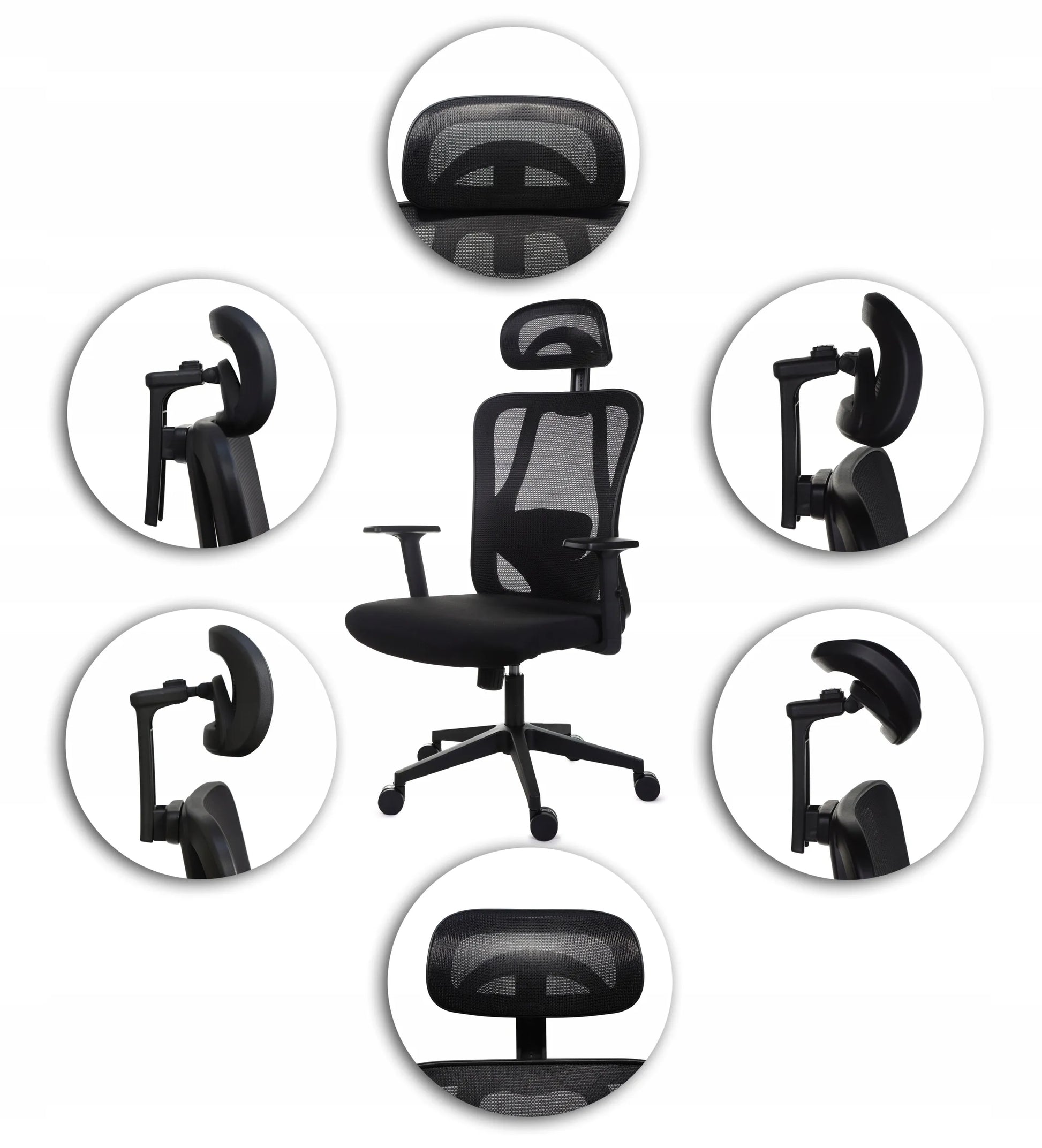Ergonomiškas patogus biuro kėdė FXB004 su reguliuojamais porankiais ir galvos atrama