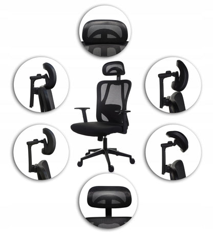 Ergonomiškas patogus biuro kėdė FXB004 su reguliuojamais porankiais ir galvos atrama