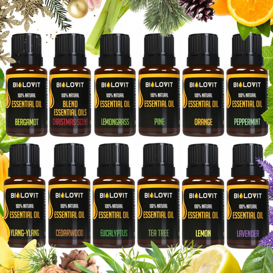 Eterinių aliejų rinkinys Premium 12x10ml aromaterapijai, drėkintuvams, saunoms ir vonioms