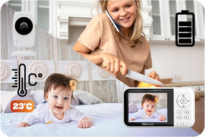 Elektroninė auklė Baby Monitor 3.2" Kamera + Ekranas | Tiesioginis vaizdas