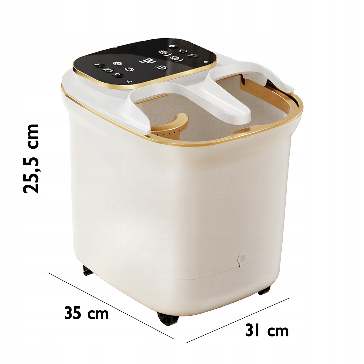 Vandens pėdų hidromasažuoklis, šildomas, su masažo galvutėmis ir voleliais, LCD, 500W