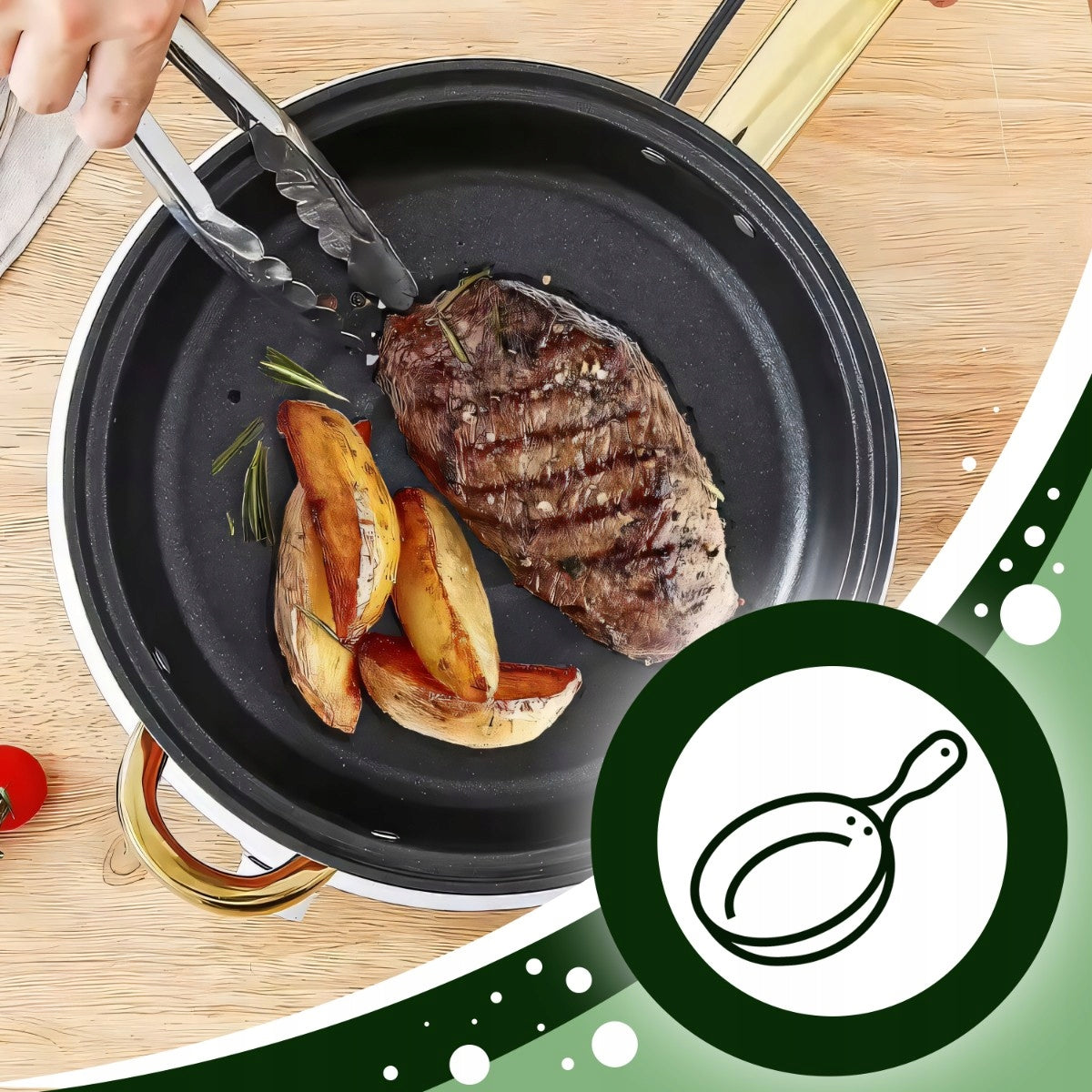 12 elementų nerūdijančio plieno virtuvės puodų ir keptuvės rinkinys su dangčiais