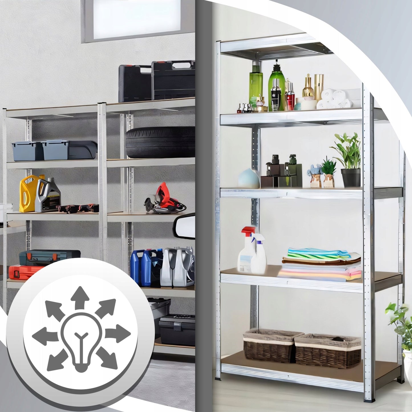 METALINĖ SANDĖLIAVIMO LENTYNĖLĖ 2 viename 5 lentynos 180X90X40CM 875KG GARAZINĖ STUMDOMA