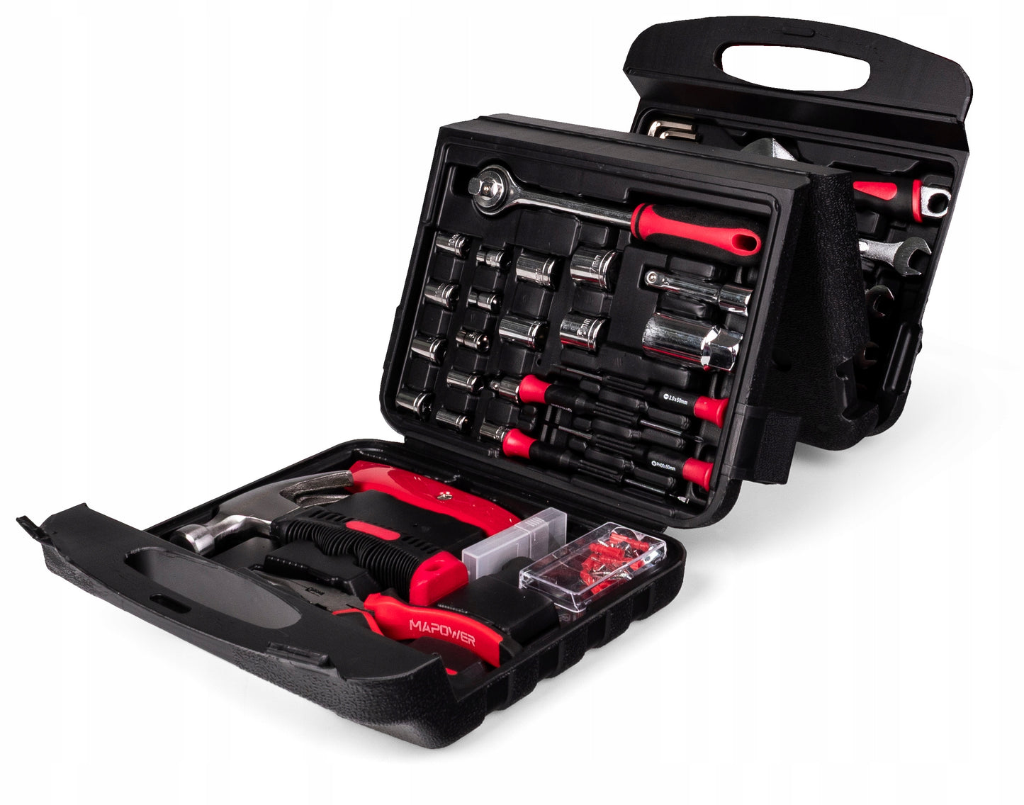 ĮRANKIŲ RINKINYS RAKTAI ĮRANKIŲ DĖŽUTĖ CRV GALVUTĖS ANGALAI 165 ELE MAPOWER