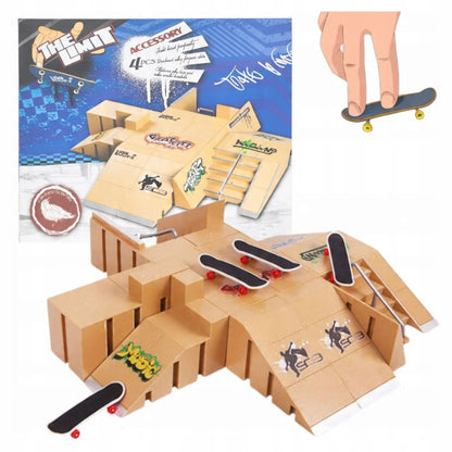 FB-04 fingerboard rinkinys su skateparku ir 4 mini riedlentėmis