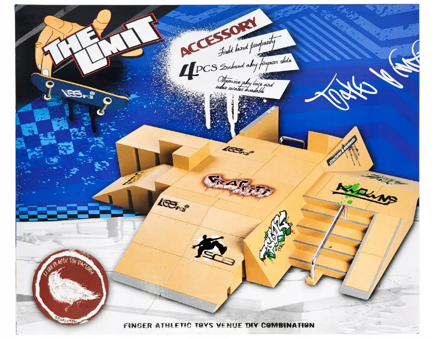 FB-04 fingerboard rinkinys su skateparku ir 4 mini riedlentėmis