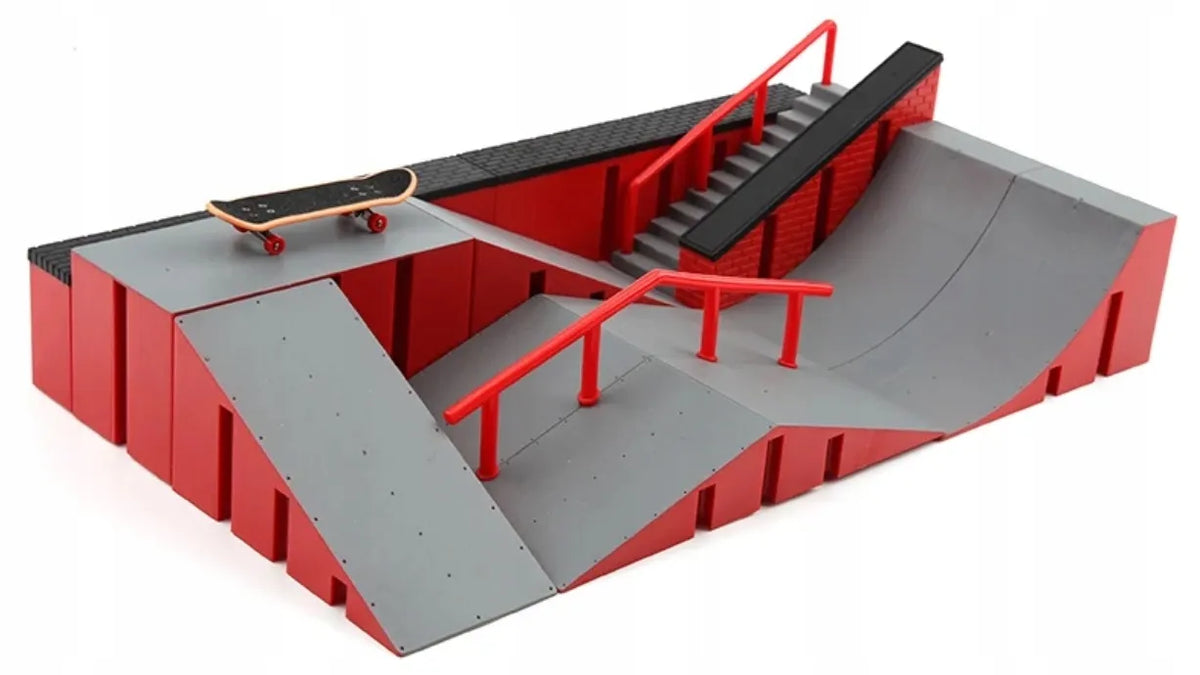 FB-09-B fingerboard rinkinys vaikams: didelis skateparkas, mini riedlentė ir BMX dviratis