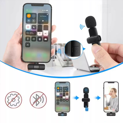 Mini belaidis atlapinis kondensatorinis mikrofonas telefonui, kompiuteriui, USB-C