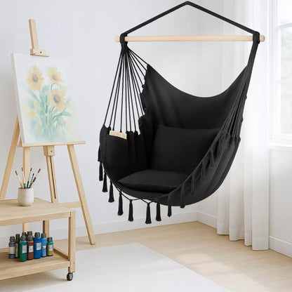 BOHO pakabinamas krėslas Braziliška kėdė sodo hamakas balkonui JUODAS