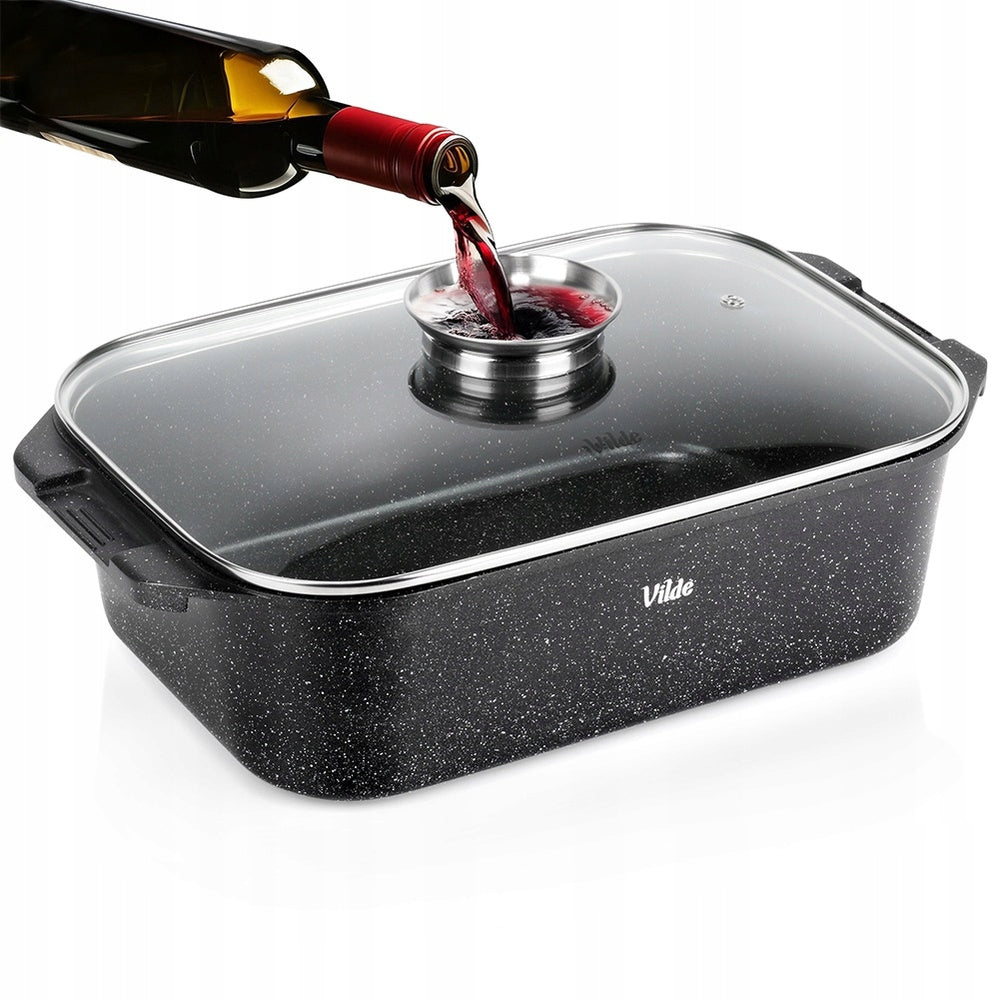 Granitinė keptuvė su dangčiu, puodas kepimui orkaitėje, 7,5L